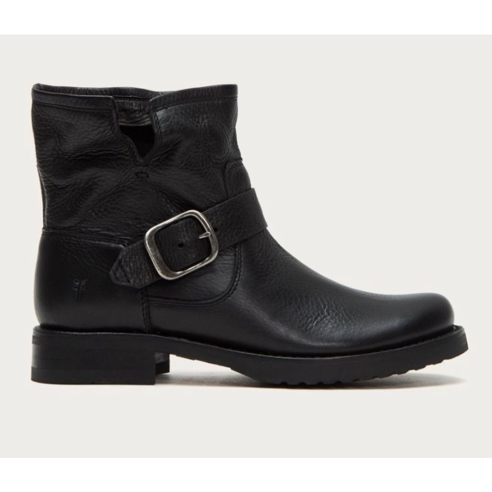 FRYE Veronica Black Leather Combat & Moto Boots 6 6.5